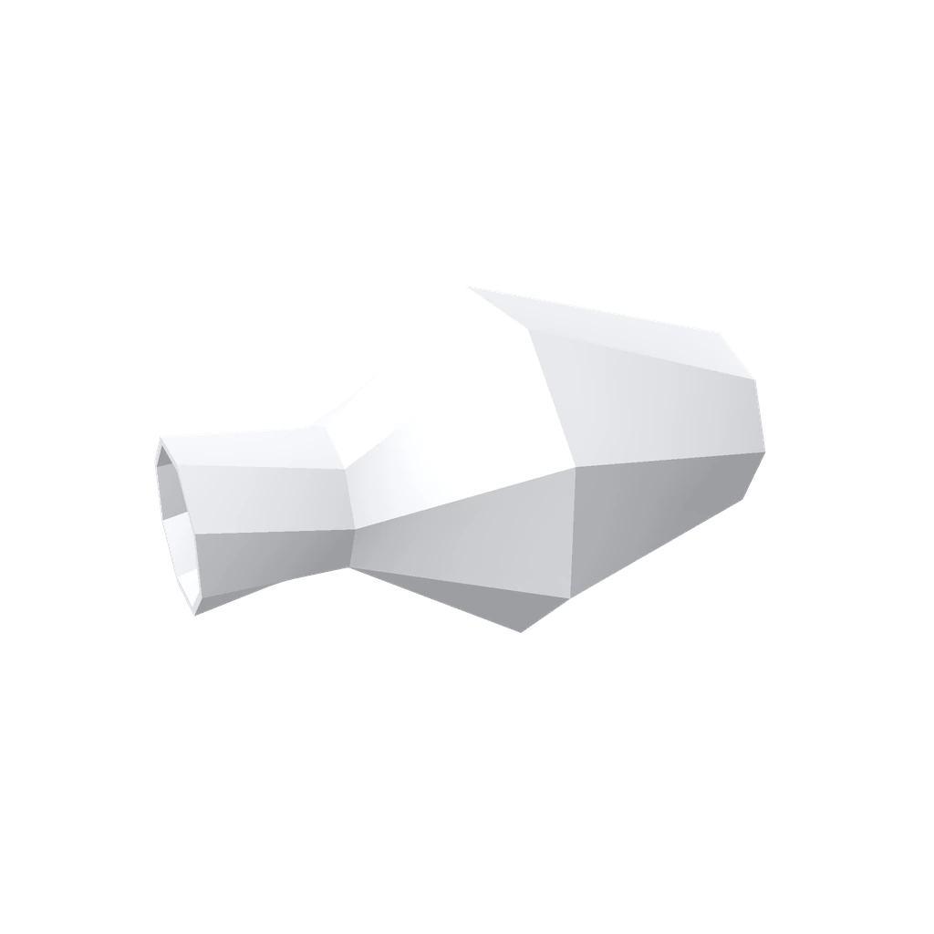 Tabletop geometric vase with faceted diamond-shaped body, narrow neck, hollow in