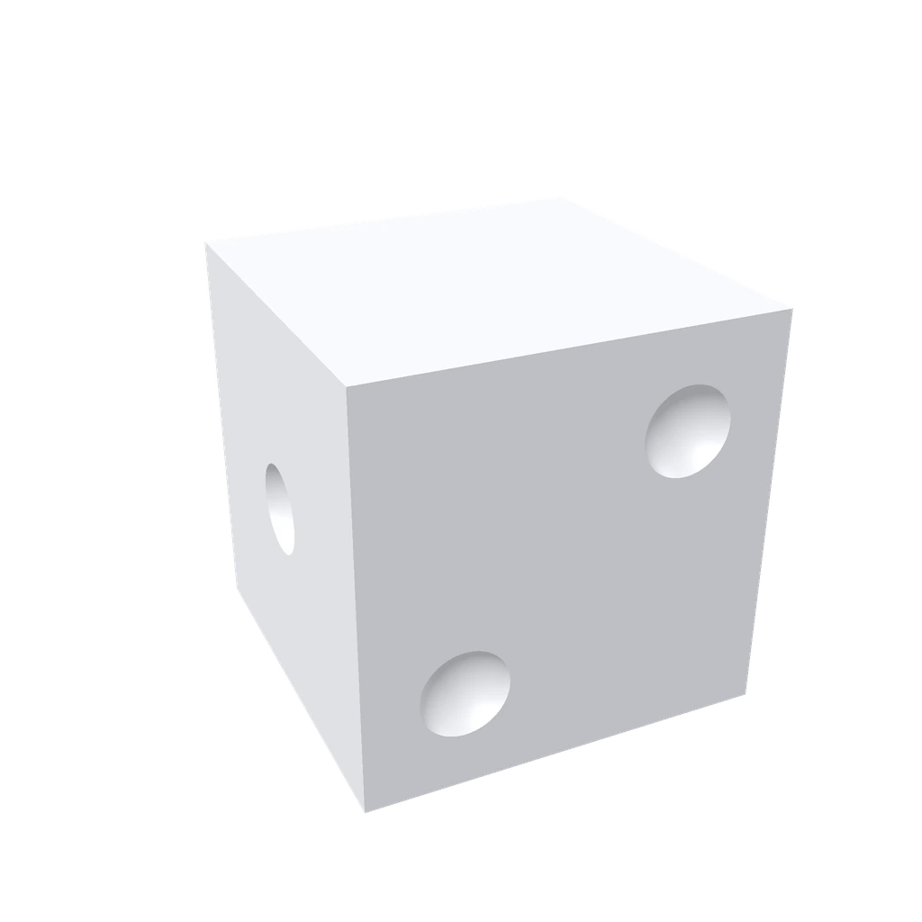 Six-sided die with pip divots