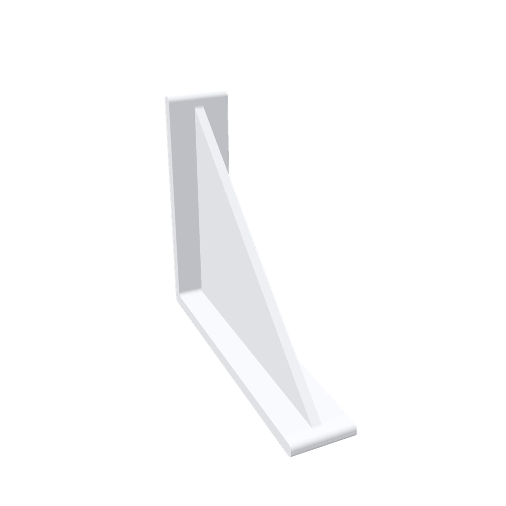 A cantilever shelf bracket with triangular gusset ribs